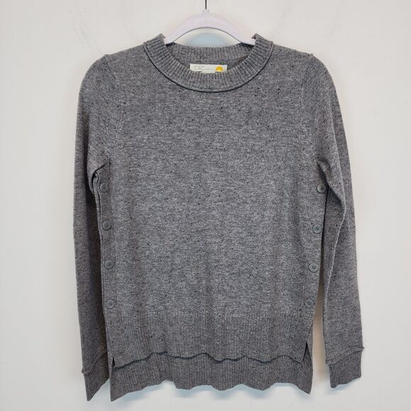 C.C. California Crewneck Sweater Size S Button Side Hem Wool Alpaca Preppy Chic - Picture 14 of 15
